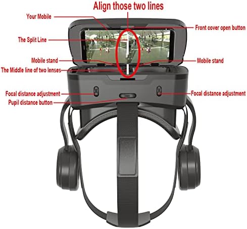 VR Headset Virtuális Valóság, Headset, 3D Szemüveg, 120°FOV, Anti-Kék-Fény, Lencsék, Sztereó Fülhallgató, Minden Okostelefonok