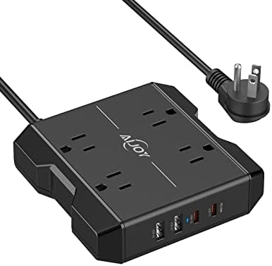 Elosztó USB-C, Aijoy Lapos Dugó Hosszabbító Kábel 4 széles Körben Elhelyezett Egységek, 2 USB Port, 1 PD Port, Kis töltőállomás Otthon,