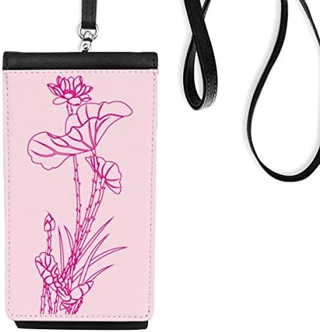 A Lotus Lotus Virág Reed Virág Phone Wallet Pénztárca Lóg Mobil Tok Fekete Zseb