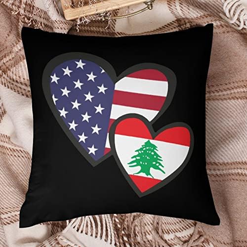 Összefonódó Szívek Amerikai Libanon Zászló Tér párnahuzat Poliészter Párna, Takaró Párnát, takarót Kanapé Dekoráció