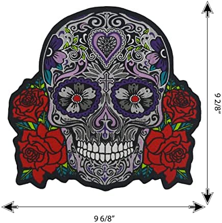 nuttui Halottak Napja Mexikói Cukor Skull and Roses Nagy Hímzett Motoros Kabát & Motoros Mellény Vissza Javítás