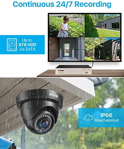 ZOSI 1080P 16CH Biztonsági Kamera Rendszer 4 TB Merevlemez,H. 265+ 16Channel 1080P HD-TVI DVR 12DB 1080P Kültéri Megfigyelő
