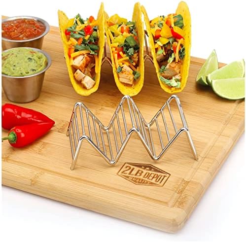 Taco Birtokosai Készlet 2 Premium Rozsdamentes Acél Rakható Áll, Minden Rack Rendelkezik, 2 vagy 3 Kemény vagy Puha Taco, Öt Stílusok