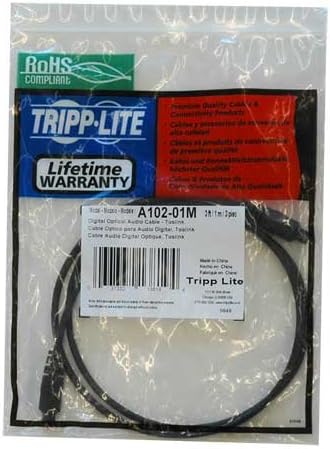 Tripp Lite Digitális Toslink Optikai SPDIF Audio Kábel, 1M (3-ft.) (A102-01M),FEKETE,1 méter