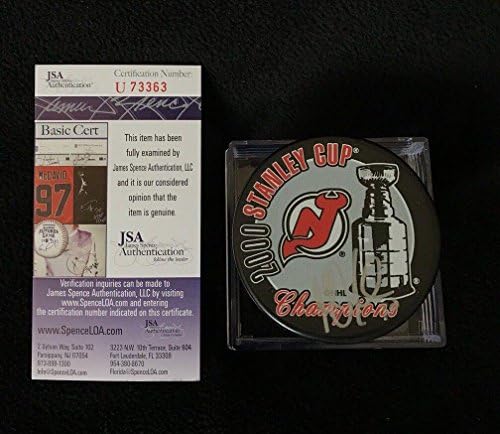 Martin Brodeur Aláírt New Jersey Devils 2000-Ben Stanley-Kupa Korong SZÖVETSÉG COA U73363 - Dedikált NHL Korong