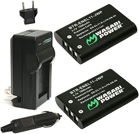 Wasabi Power Akkumulátor (2 Csomag), valamint a Töltő Pentax D-LI78, D-L178, Optio L50, M50, M60, S1, V20, W60, W80