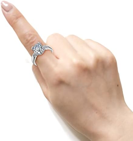 2023 Női Kör Cirkónium-oxid Aranyozott Ezüst Gyűrű Eljegyzési Gyűrűt Negatív Gyűrű (Ezüst, 6)