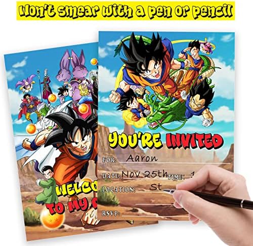 15 Számít Dragonball Meghívókat A Borítékok(15 Kártyák+15 Burkolt) derítő Kétoldalas Anime Csatlakozz Hozzánk Kártya Dragonball Téma Születésnapi