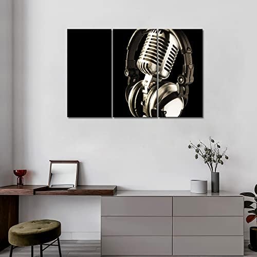 Fejhallgató Mikrofon Lóg Rajta Wall Art Festmény Nyomtatás, Vászon Zene, Képek lakberendezés Dekoráció Ajándék