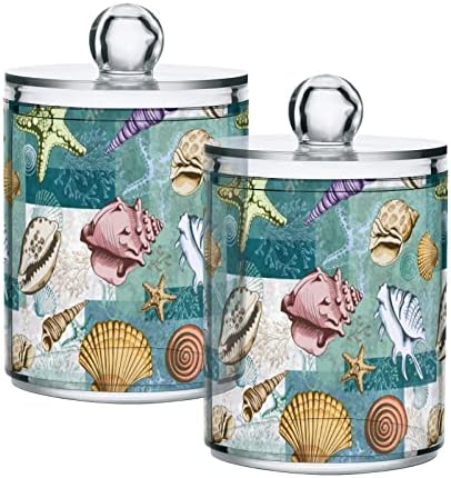 Tengeri kagylók, Korallok Starfishes 2 Csomag Vatta Labdát Jogosultja Szervező Adagoló Műanyag Üveg edényben Fedő Hiúság Tartály