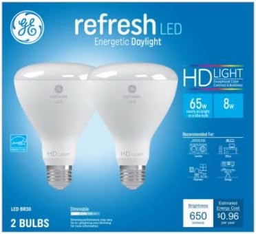 A GE Lighting Frissítés LED Izzók, 65 Watt Eqv, Nappal HD Fény, BR30 Beltéri Floodlight Izzók, Közepes Bázis (2 Csomag)