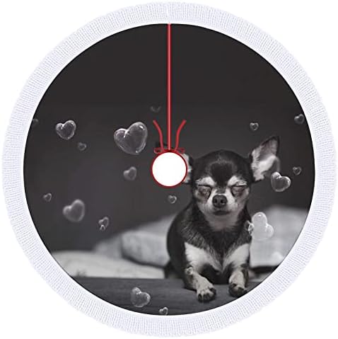 Chihuahua szívvel Buborékok karácsonyfa Szoknyák Szőnyeg Rojtos Halloween Parasztház karácsonyi Parti Dekoráció 48x48