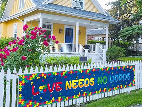Szeretni Nem Kell Szó Kerítés Banner Autizmus Tudatosság Puzzle Darabot Április Photo Booth Hátteret, Kültéri Dekoráció