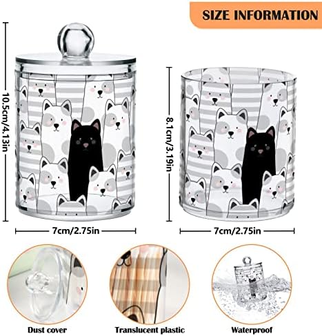 ALAZA 2 Csomag Qtip Jogosultja Adagoló Macskák Fürdőszoba Szervező Tartályokat a Vatta/Törlő/Párna/Fogselyem,Műanyag Patikus Üvegek Hiúság