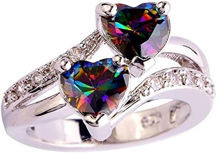 A Nők Ígéret Gyűrű Divat Szív Alakú Vágás Cirkónia Esküvői Gyűrű, Ékszerek, Szivárvány Drágakő Eljegyzési Gyűrű Ajándék