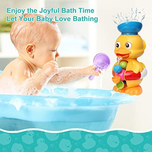 Sitodier Fürdő Kád Játékok Gyerekeknek 1 2 3 Éves | Kacsa Fürdőkádban Játékok Forgatható Vízkerék/Szemek | Fürdőszoba Erős Balekok Víz