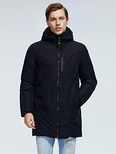 OSHHO Kabátok Női - Férfi Cipzár Húzózsinórral Kapucnis Téli Kabát (Szín : Navy Kék, Méret : Kicsi)