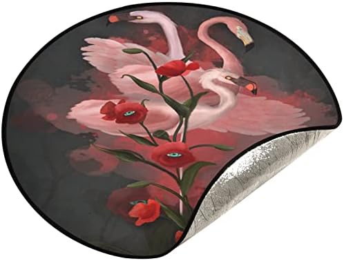 visesunny karácsonyfa Mat Flamingo Poppy Fa áll Szőnyeg Padló Protector Nedvszívó Fa Állvány Tálca Mat a Szezonális Hálaadás Halloween