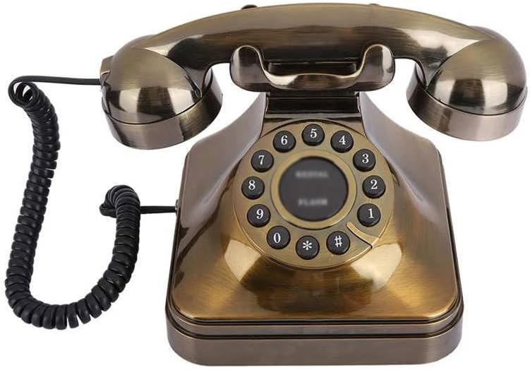 ZYKBB Antik Bronz Telefon Tárcsázza a Régi Vezetékes Telefon Asztal Csipogó Home Office Vintage Retro Telefon