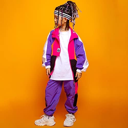 LOLANTA Fiúk Lányok Színes Blokk Track Dzseki Nadrág Szett Hip-Hop Tánc Patchwork Ruhát Unisex Streetwear