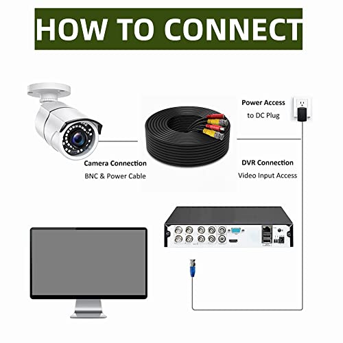 FITE A 150ft Fekete CCTV BNC Video hálózati Kábel Kompatibilis a DVR Megfigyelő Biztonsági Kamera Wire Kábel
