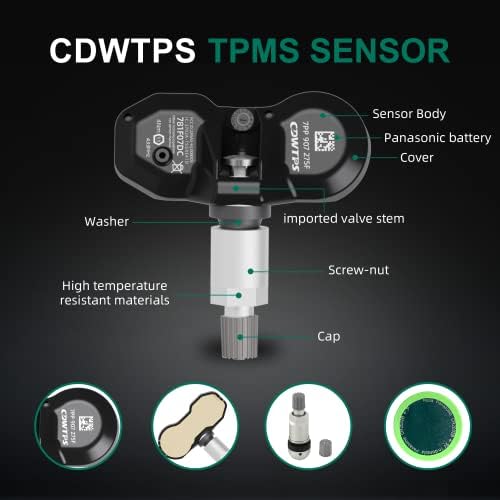 CDWTPS TPMS Érzékelő,433MHZ Gumiabroncs Nyomás Monitor Rendszer 4-Pack Audi| Volkwagen| Porsche Helyettesíti 7PP907275F 4F0907275D