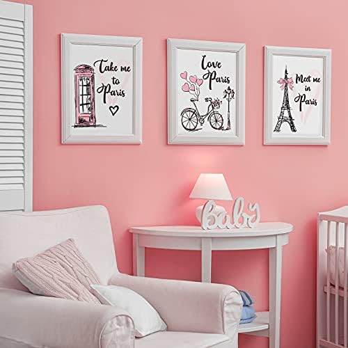 4 Db Párizs Fal Művészi Nyomatok, Rózsaszín Eiffel-Torony telefonfülke Romantikus Párizsi Téma Szoba keret nélküli Művészet Plakát, Dekor,