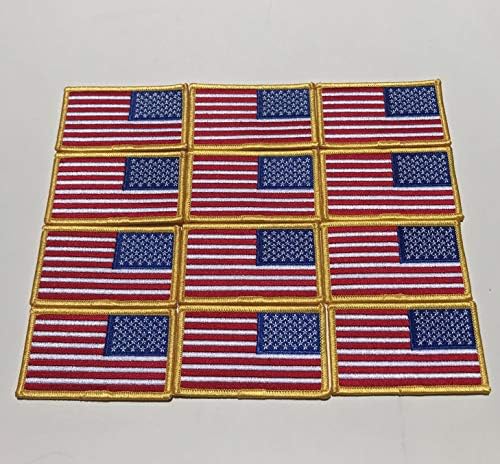 12 pack fordított Amerikai zászló javítás arany határon hímzett
