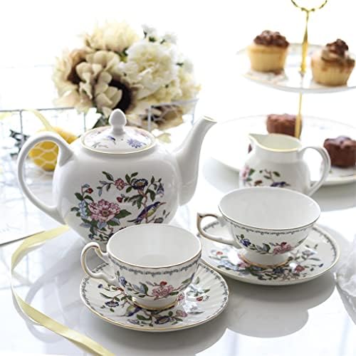 DIÓ Délutáni tea edények teás csészét meghatározott teáskanna desszert rack lemez háztartási teáskanna set (Szín : F, Méret : Mint a képen)