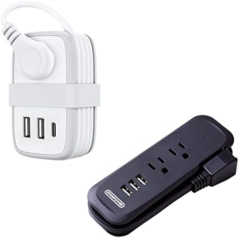 USB-C Utazási elosztó Csomag, 2 Üzletekben 3 USB Port (1 USB-C) Hordozható elosztó, Rövid Hosszabbító Behúzható, Kompakt Méret
