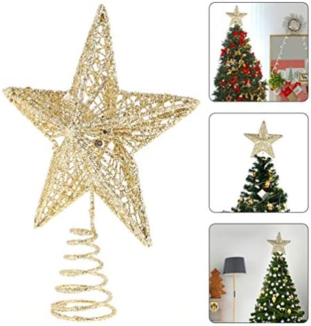 NUOBESTY 2db karácsonyfa Csillag Topper Arany Ezüst Csillámos Treetop karácsonyfa Dekoráció Szezonális Ünnep Kandalló Haza