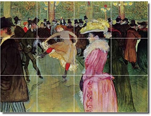 Kerámia Freskó-Henri Toulouse-Lautrec Táncosok Festmény 17. 24W x 18H (12) 6x6 Csempe