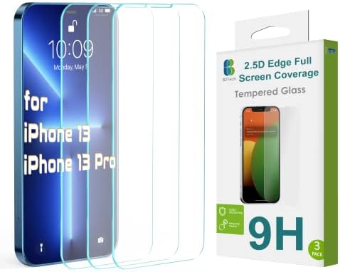 B2Tech 3Pack-Edzett Üveg kijelző Védő fólia iPhone 13/ iPhone 13 Pro [6.1 Colos] Kijelző,az Ügy Barátságos, [9H Keménység]