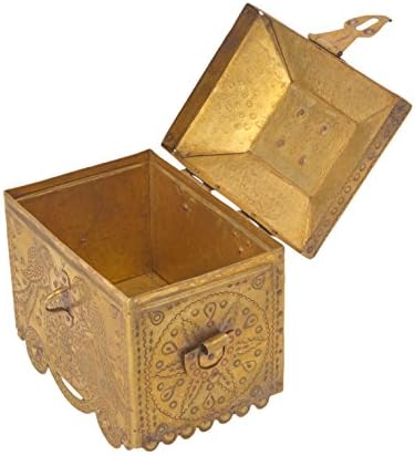 Bharat Haat szögletes design, réz mukhawas doboz kézműves termék BH05888