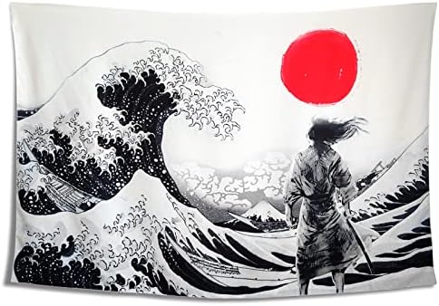 Japán Hagyományos Gobelin Ukiyo-E Ink Festmény Szamuráj Falra Hálószoba Decor 59×39 Hüvelyk