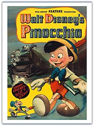 Pacifica-Sziget Művészeti Walt Disney Pinokkió - a Jiminy Cricket - Vintage Film Film Poszter c.1940-8in x 12in Vintage Fém Adóazonosító