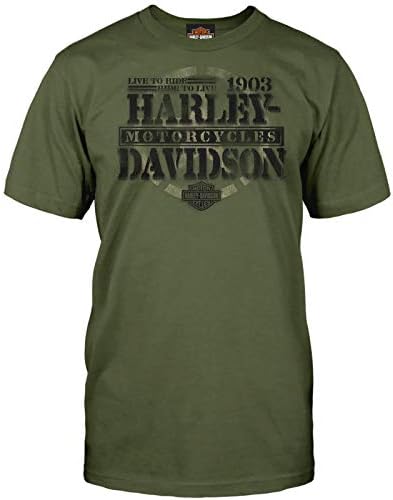 Harley-Davidson Katonai - Férfiak Katonai Zöld Grafikus Rövid Ujjú Póló - Tengerentúli Túra | Megtiszteltetés