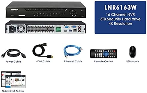 Lorex Technológia LNR6163 16 Csatorna 4K Ultra HD 3 tb-os IP-Biztonsági Rendszer Network Video Recorder (NVR) a Lorex Cloud Távoli Kapcsolatok,