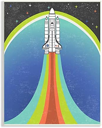 Stupell Iparágak Rakéta Viszi Le a Külső Tér Csíkos Minta, Design by Caroline Aifred
