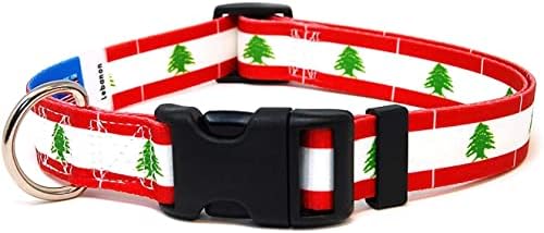 Libanon Nyakörv | Libanon Zászló | gyorskioldó Csattal | Made in NJ, USA | Közepes testű Kutyák | 1 hüvelyk Széles