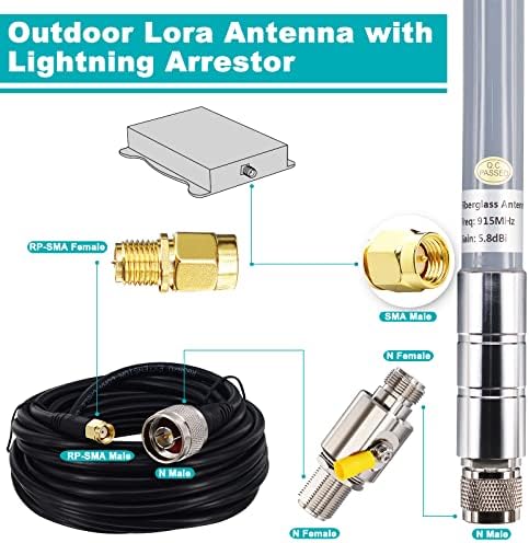 SMA N Adapter Készlet 4 RF Típusú Csatlakozók & 5.8 dBi LoRa Antenna 915Mhz Üvegszálas Lorawan Omni Antenna 16.4 ft Alacsony