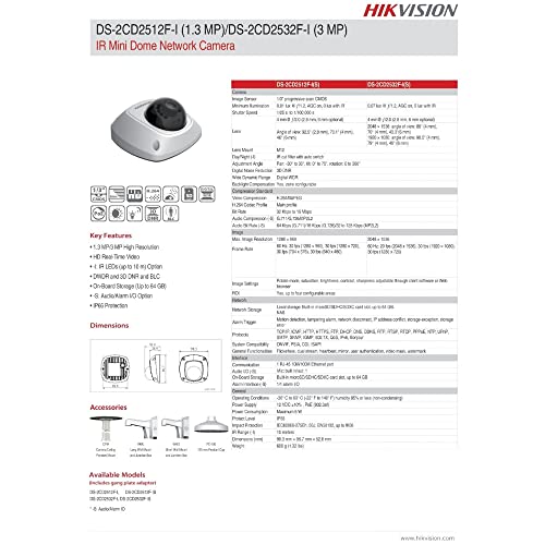 Hikvision DS-2CD2512F-én-4MM Hálózati Megfigyelő Kamera, vandálbiztos, 4 mm Objektív, 1.3 MP, 1280 x 960