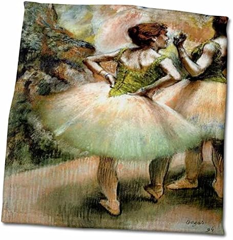 3D Rose Kép Degas Balerinák várniuk A sorukat a Barackos Zöld Törölköző, 15 x 22