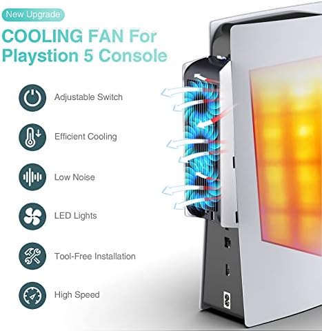 QYCHHJ hűtőventilátor a PS5 PS5 Kiegészítők Hűtő Ventilátor LED Fény, valamint az USB 3.0 Portok PS5 Ventilátor Hűtés Ventilátor