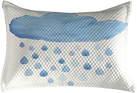 Ambesonne Természet Steppelt Pillowcover, Eső Esik, Felhő, Akvarell Festmény Hatás Nimbus Szórakoztató Művészet Illusztráció, a Standard