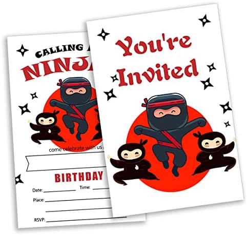 20 Csomag Ninja Meghívókat a Borítékok Hívja a Nindzsák Téma Töltse ki Felkéri Kártya Fiúk Ninja Születésnapi Party Kellékek