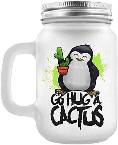 Őrült Pingvin Ölelni Egy Kaktusz Matt Befőttesüvegben