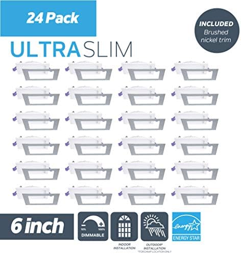 6 24 Pack Ic Névleges Szabályozható Ultra Slim Süllyesztett Fény csatlakozó Doboz, 15W, 1125 Lumen, 3000K, Fehér, Extra matt