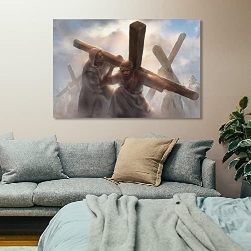 Jézus Hordozza A Keresztet Keresztény Művészet Prémium Plakátok Keresztény Poszter Vallásos Művészet Húsvéti Át Vászon Nyomtatás