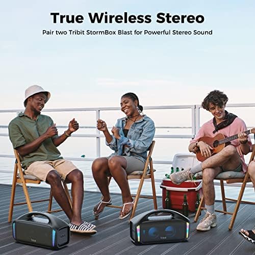 Tribit StormBox Robbanás Hordozható Hangszóró: 90W Hangos Sztereó Hanggal XBass, IPX7 Vízálló Bluetooth Hangszóró, beépített LED